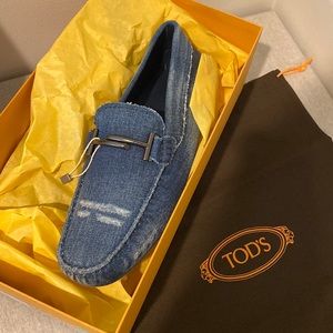 Tod’s Mens Denim Loafers Size 6.5